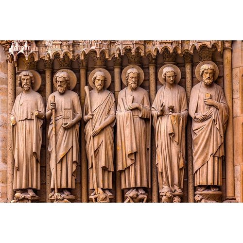 Biblical Saint statues and door-Notre Dame Cathedral-Paris-France